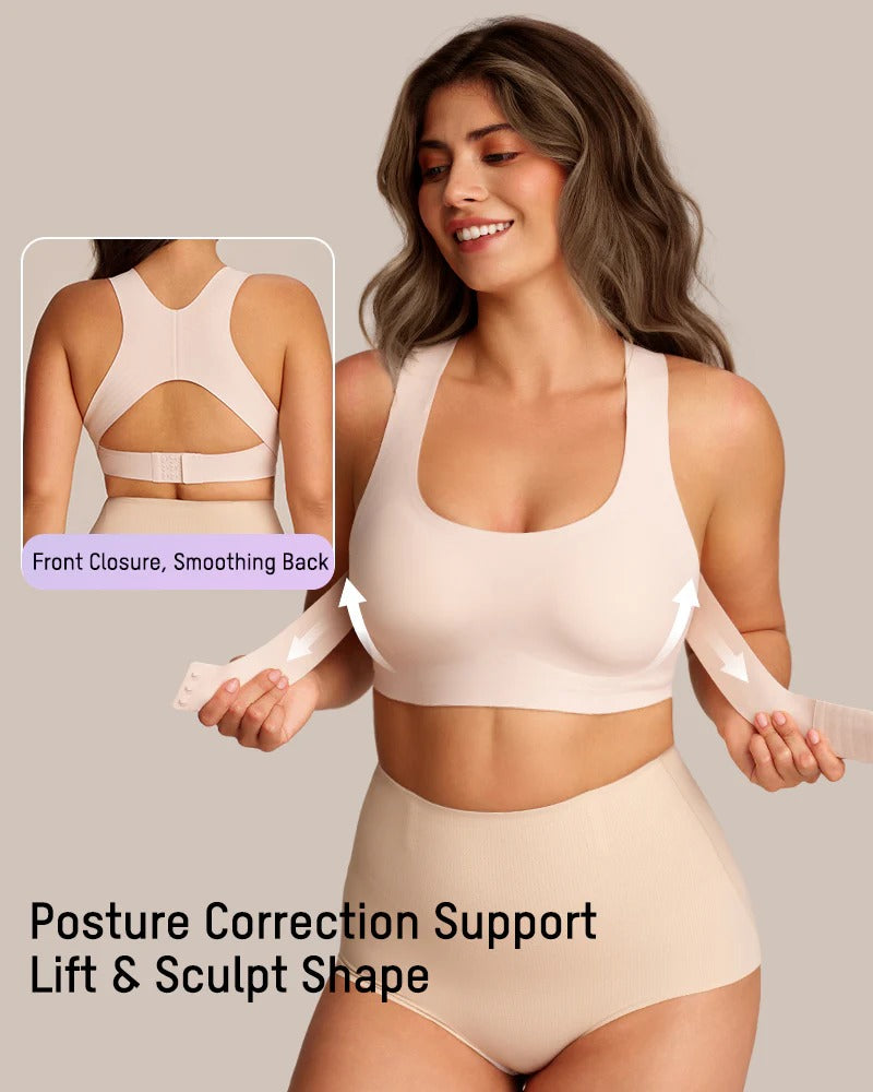 Front Closure Cross-Back Posture Bra – Wireless Support Comfort