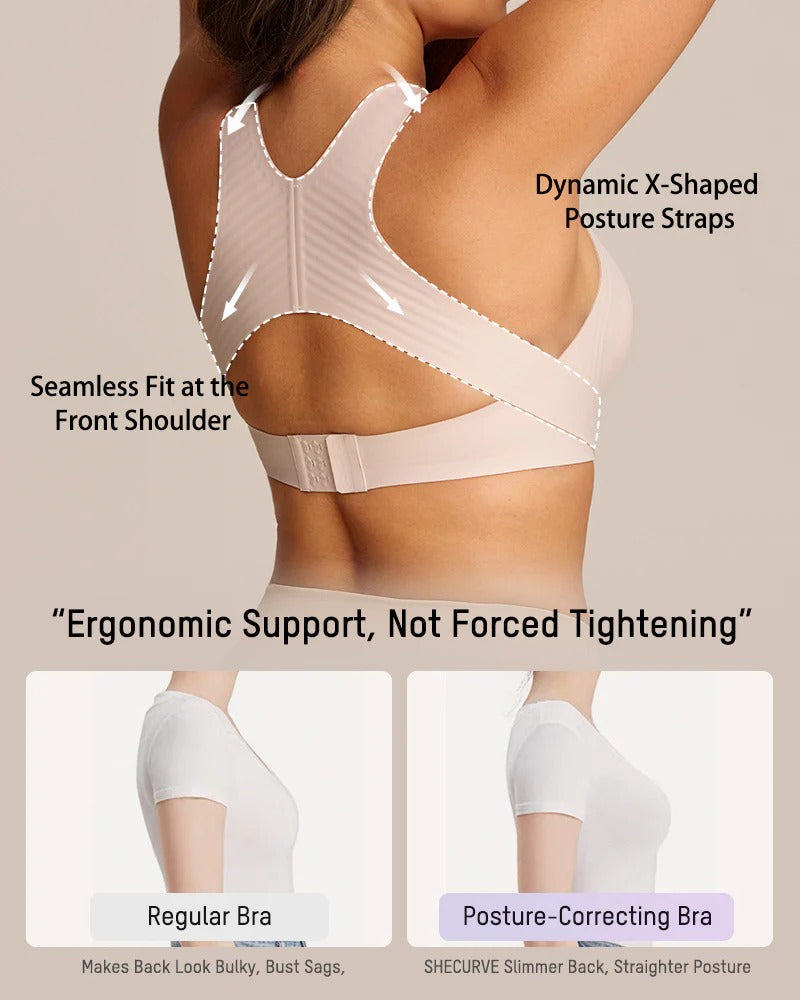 Front Closure Cross-Back Posture Bra – Wireless Support Comfort