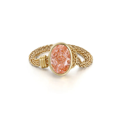Faith – Pink Oval Cut Lab Grown Diamond Chain Ring