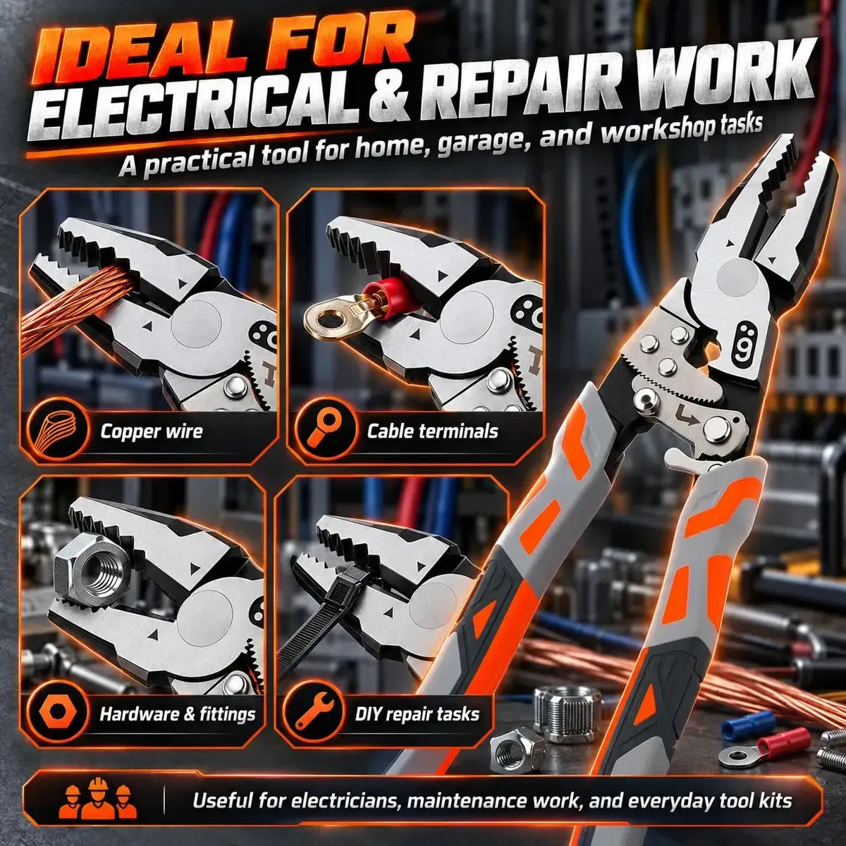 9-Inch Self-Locking Anti-Slip Ratchet Pliers