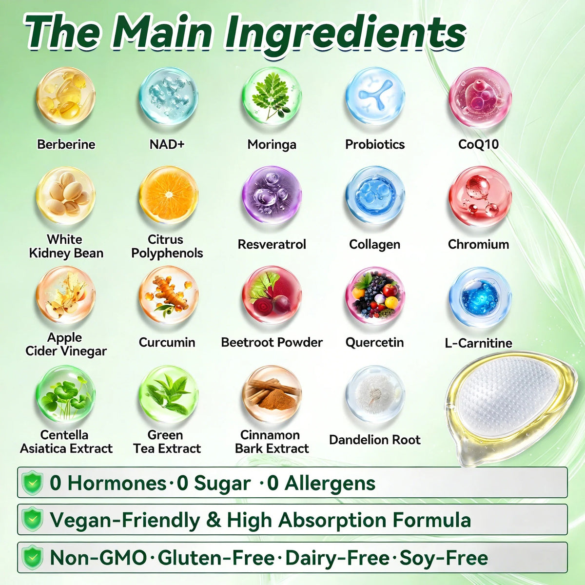 10-in-1 Moringa Berberine NAD+ Advanced Microneedle Patch (7pcs)