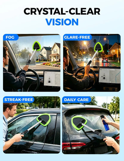 Extendable Windshield Cleaner Tool with 5 Microfiber Pads