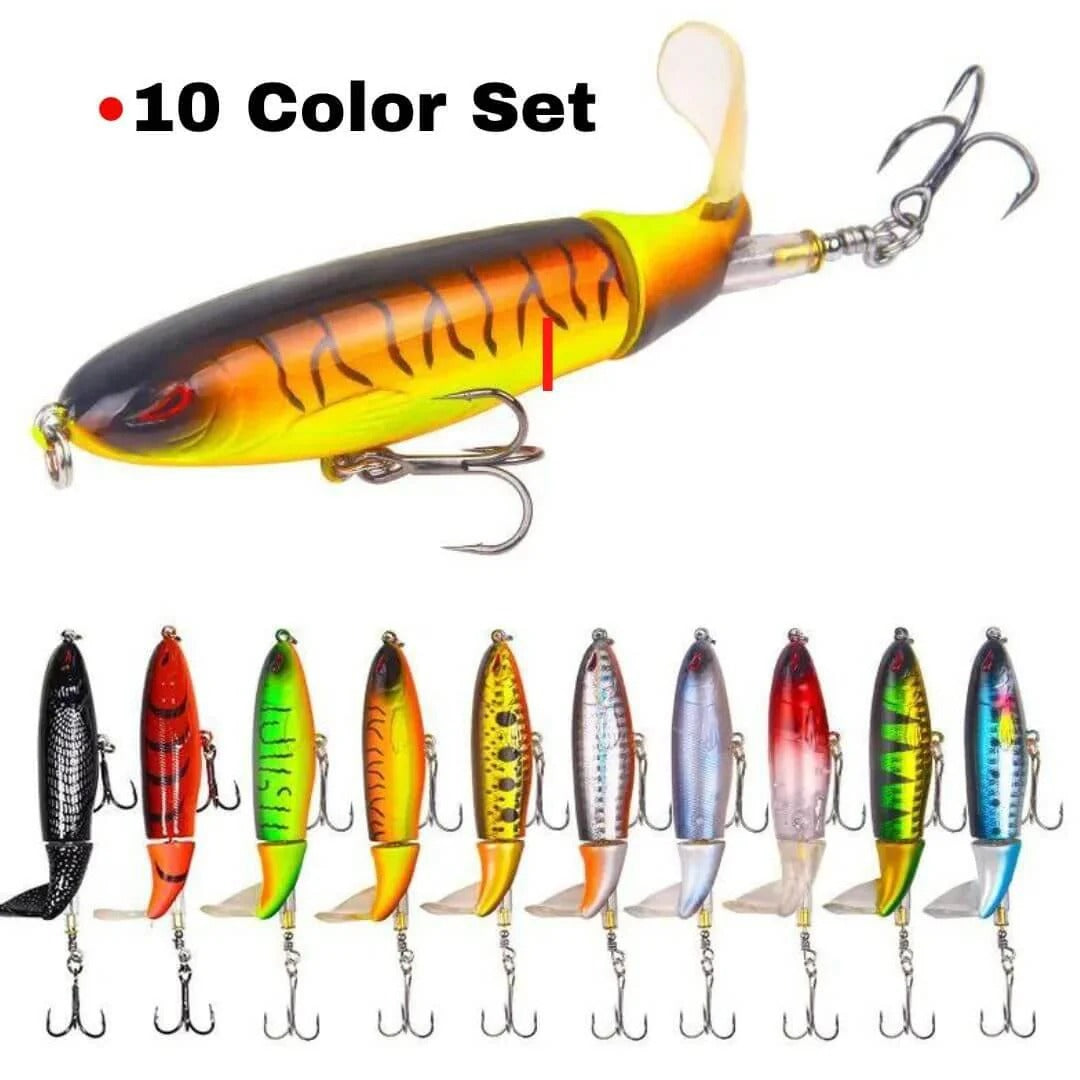 5/10 PCS Topwater Rotating Tail Fishing Lure – Loud Splash Prop Bait