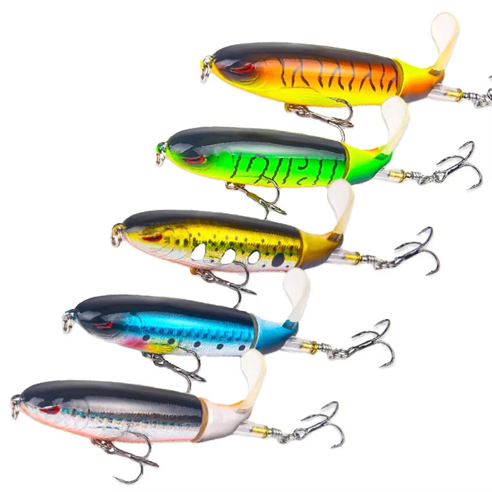 5/10 PCS Topwater Rotating Tail Fishing Lure – Loud Splash Prop Bait