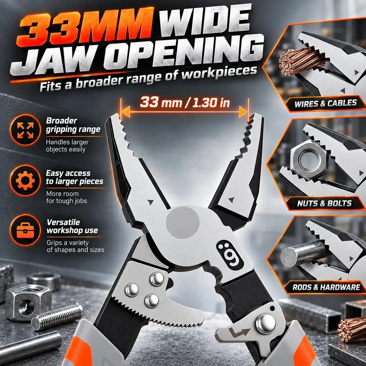 9-Inch Self-Locking Anti-Slip Ratchet Pliers