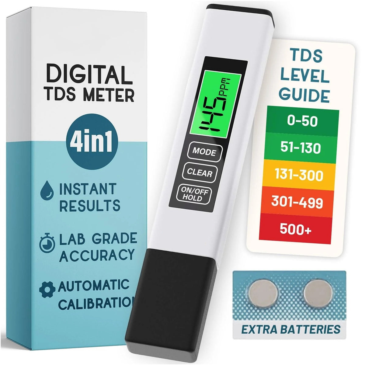 4-in-1 Digital TDS Water Tester for Drinking & Aquarium Use