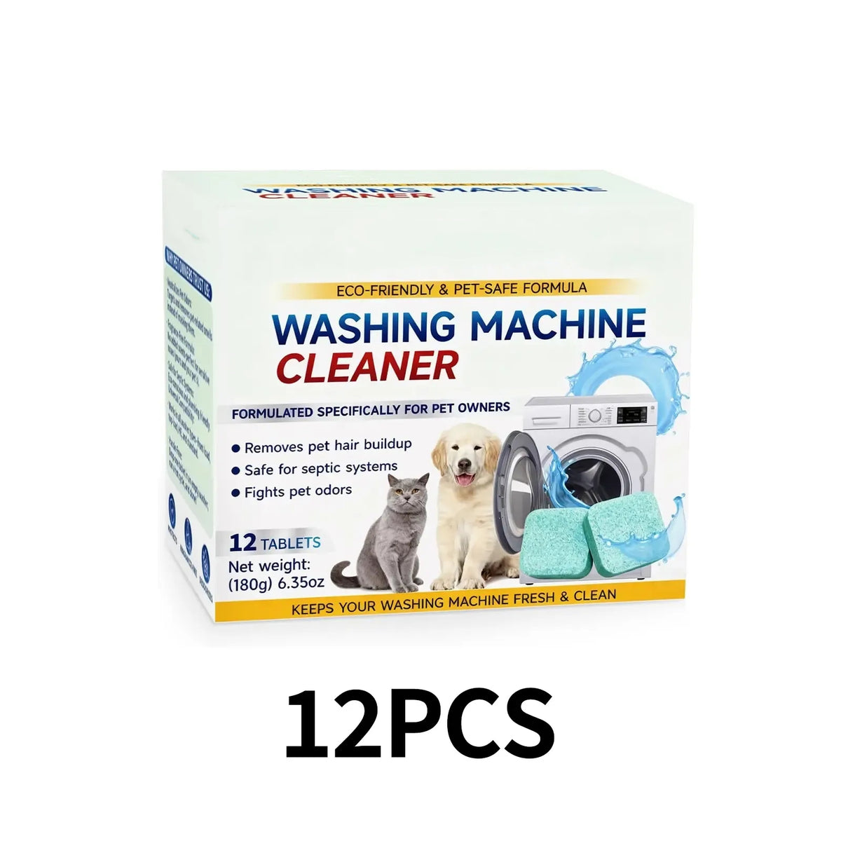 Eco-Friendly Washing Machine Cleaner 12ct - Removes Pet Hair & Odor Neutralizer