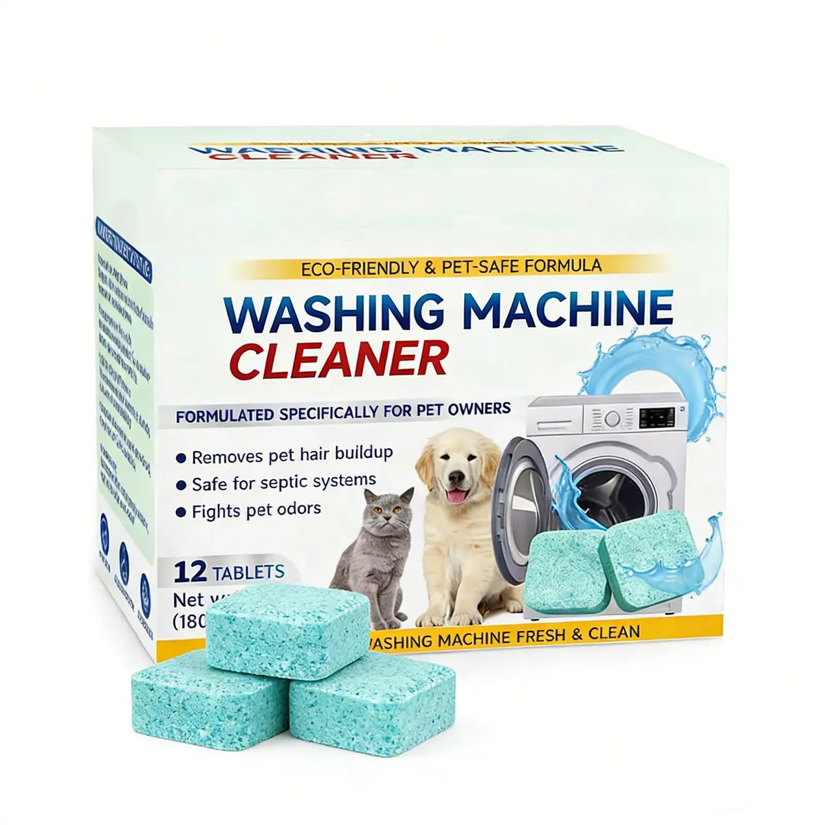 Eco-Friendly Washing Machine Cleaner 12ct - Removes Pet Hair & Odor Neutralizer