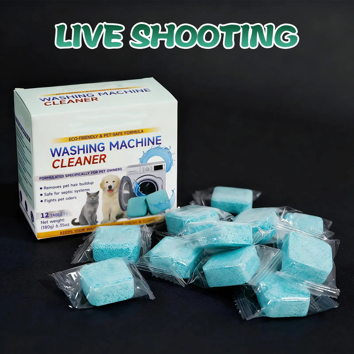 Eco-Friendly Washing Machine Cleaner 12ct - Removes Pet Hair & Odor Neutralizer