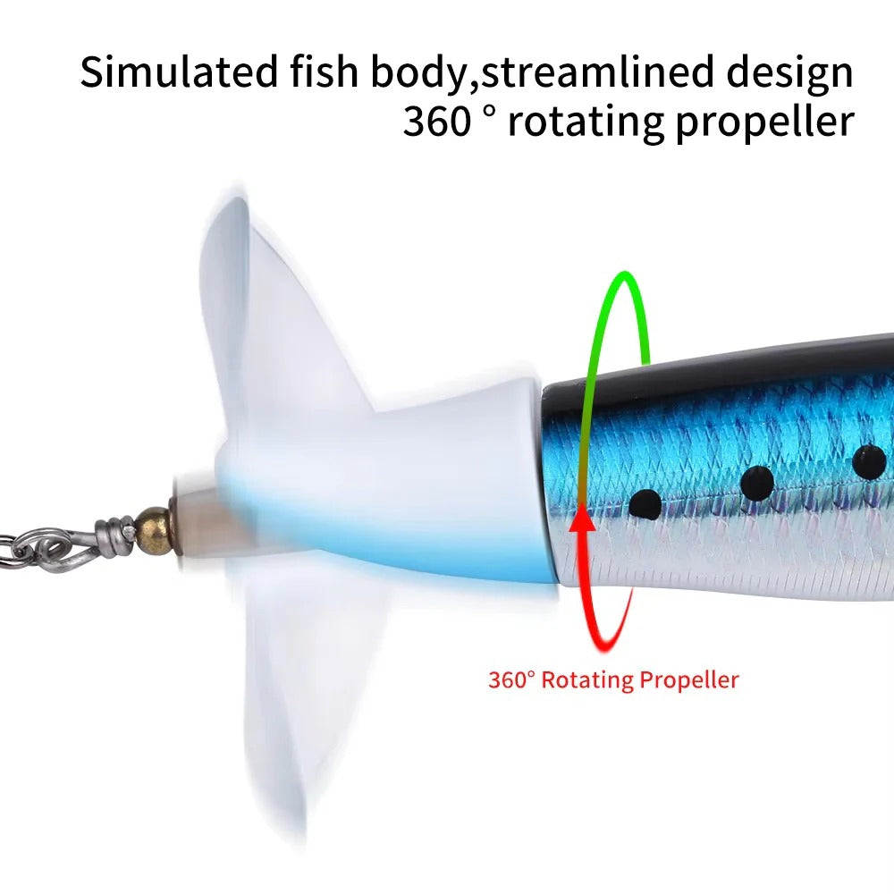 5/10 PCS Topwater Rotating Tail Fishing Lure – Loud Splash Prop Bait