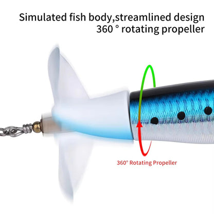 5/10 PCS Topwater Rotating Tail Fishing Lure – Loud Splash Prop Bait