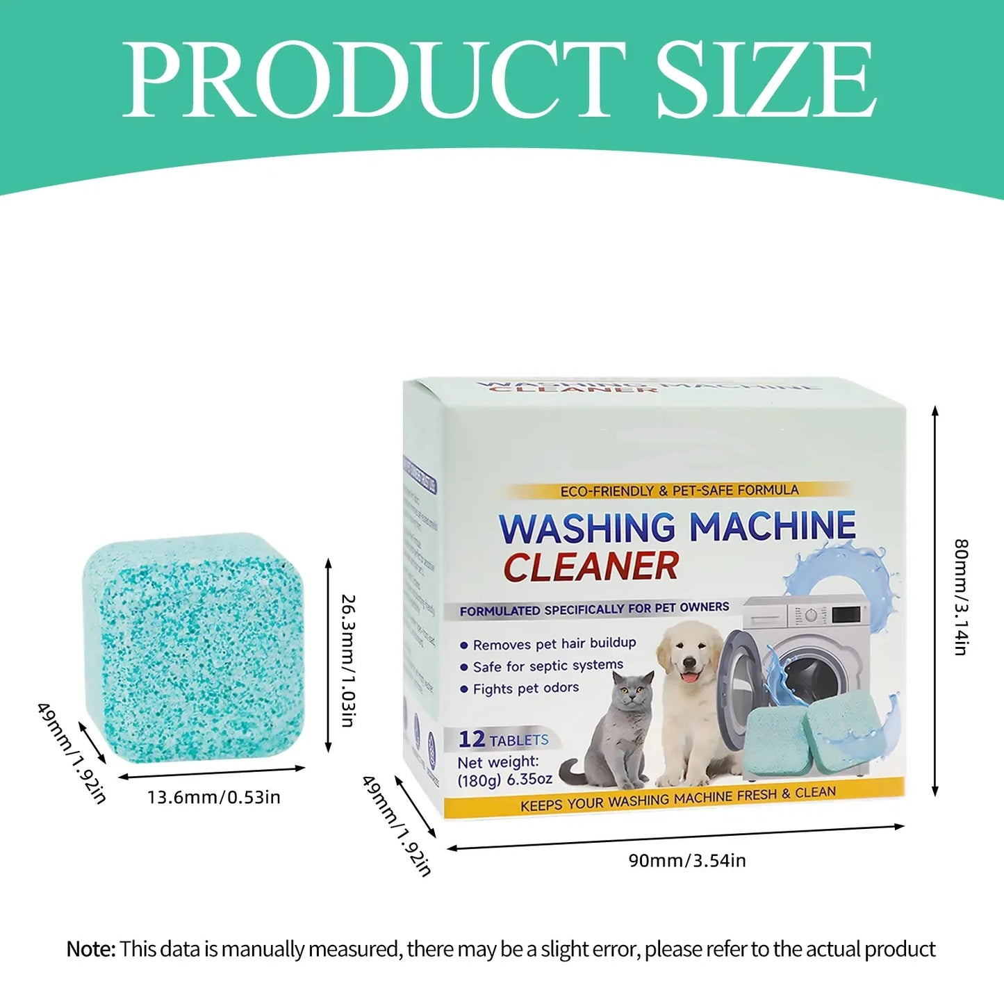 Eco-Friendly Washing Machine Cleaner 12ct - Removes Pet Hair & Odor Neutralizer