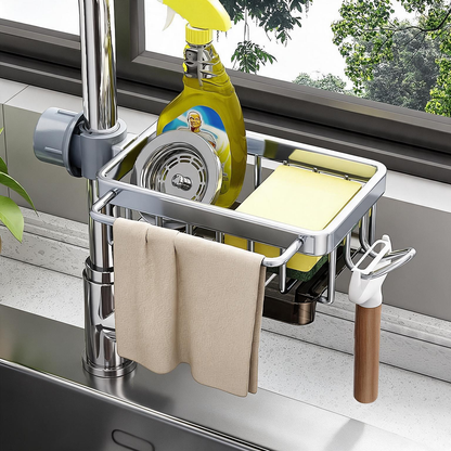 Sink Organizer Rack – Hanging Faucet Drain Rack with Drip Tray