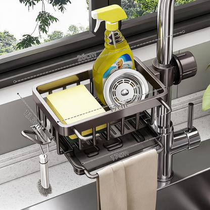 Sink Organizer Rack – Hanging Faucet Drain Rack with Drip Tray