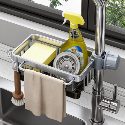 Sink Organizer Rack – Hanging Faucet Drain Rack with Drip Tray