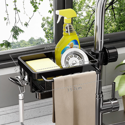 Sink Organizer Rack – Hanging Faucet Drain Rack with Drip Tray