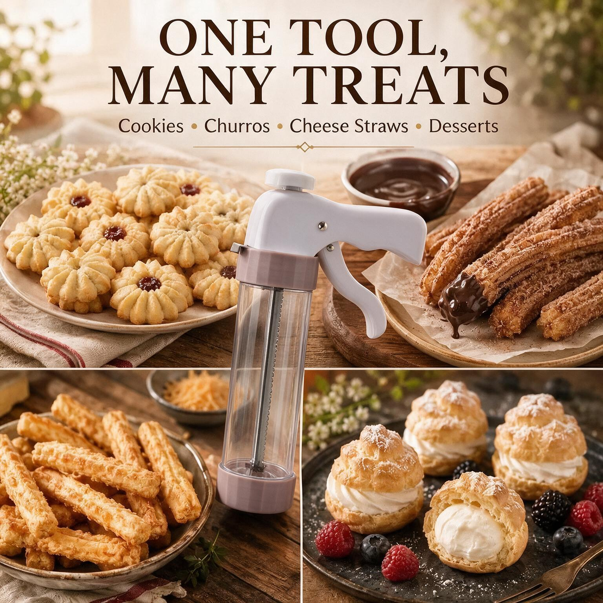 Cream Decorating Tool & Cookie Press Set – 21-Piece Baking Kit