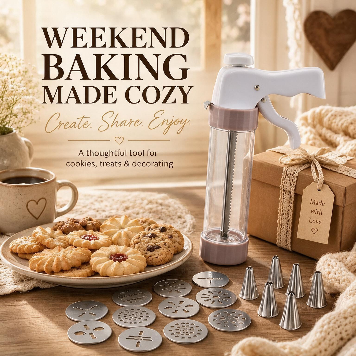 Cream Decorating Tool & Cookie Press Set – 21-Piece Baking Kit