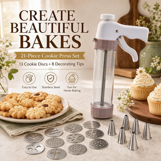 Cream Decorating Tool & Cookie Press Set – 21-Piece Baking Kit