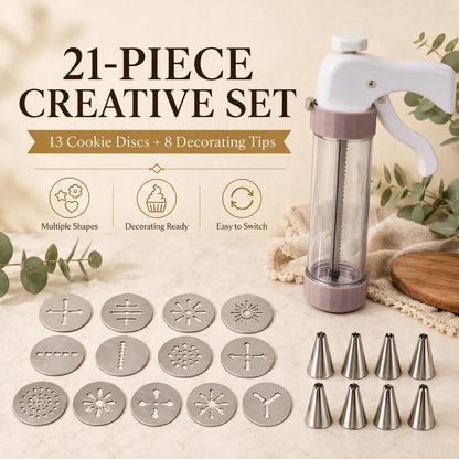 Cream Decorating Tool & Cookie Press Set – 21-Piece Baking Kit
