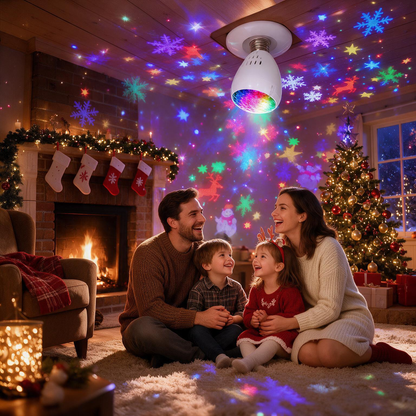 E27 Christmas Snowflake Projection Bulb – 16-Pattern Storm Projector Light