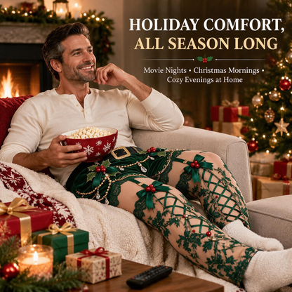 Funny Christmas Pajama Pants – Fake Underwear Optical Illusion