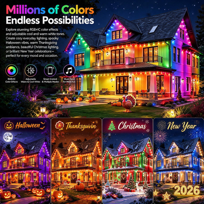Smart Permanent Outdoor LED Lights with App Control & RGB Colors