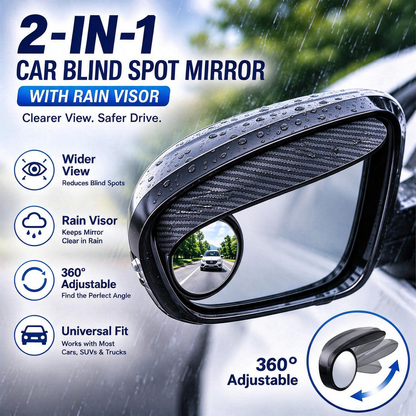 2-in-1 Side Mirror Rain Visors with Blind Spot Mirrors