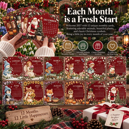2027 Christmas Mini Plantable Seed Paper Desk Calendar with Wooden Stand