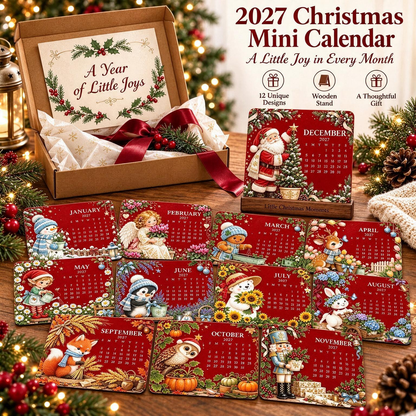 2027 Christmas Mini Plantable Seed Paper Desk Calendar with Wooden Stand