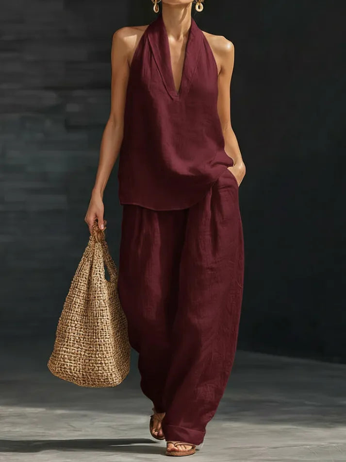 Women's Casual Cozy Minimalist Linen Two-piece Set