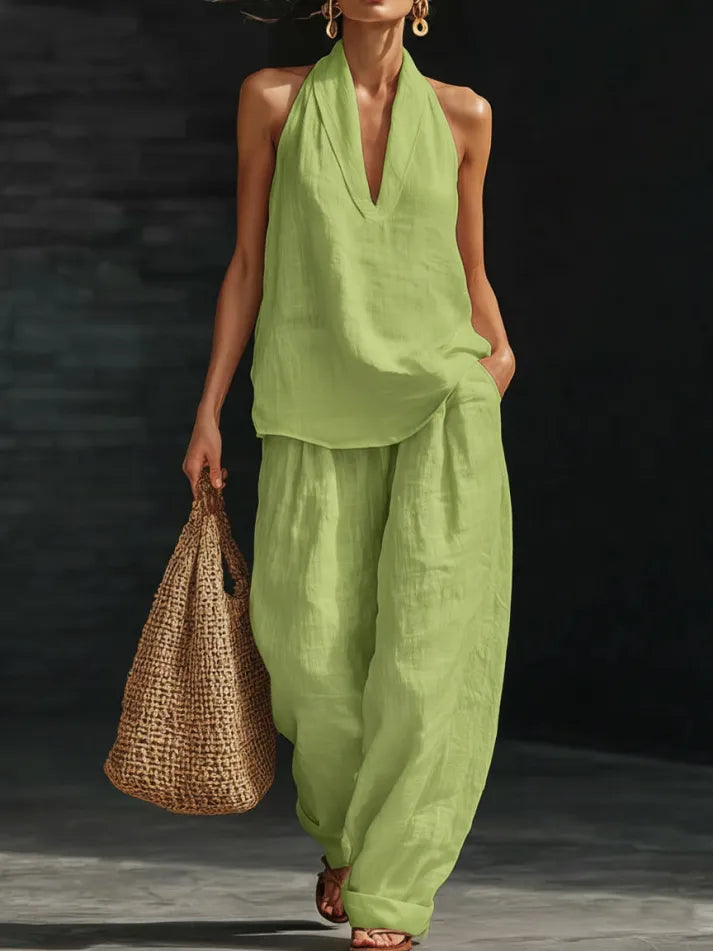 Women's Casual Cozy Minimalist Linen Two-piece Set