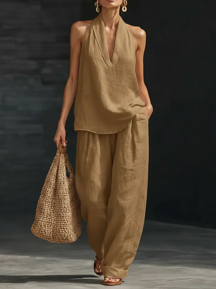 Women's Casual Cozy Minimalist Linen Two-piece Set