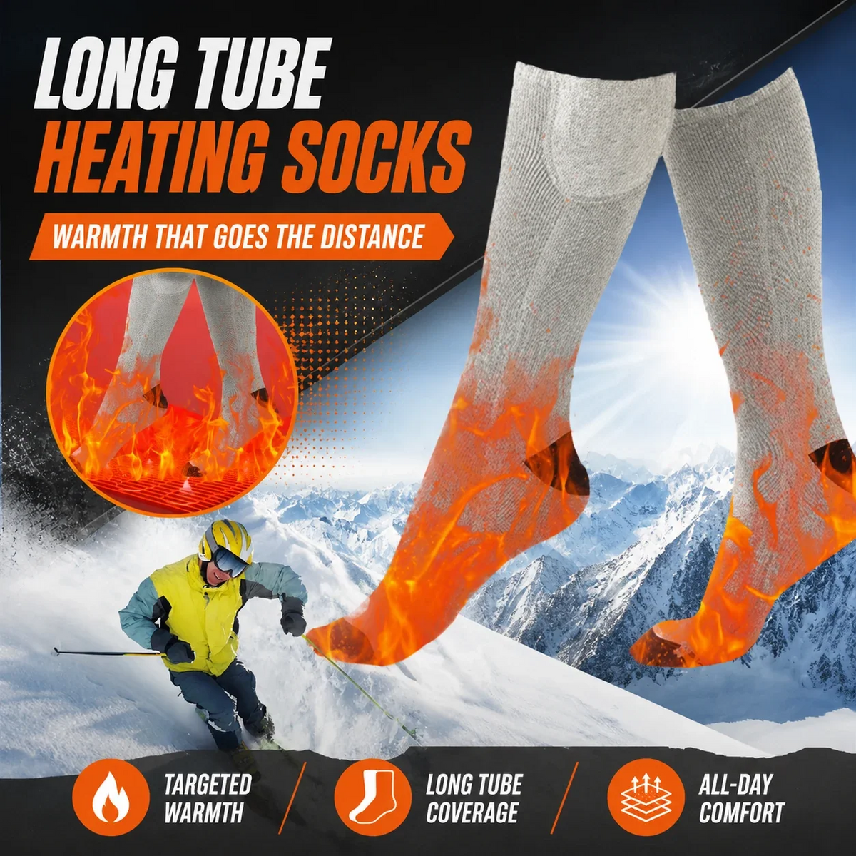 Rechargeable Heated Socks - Adjustable Temperature