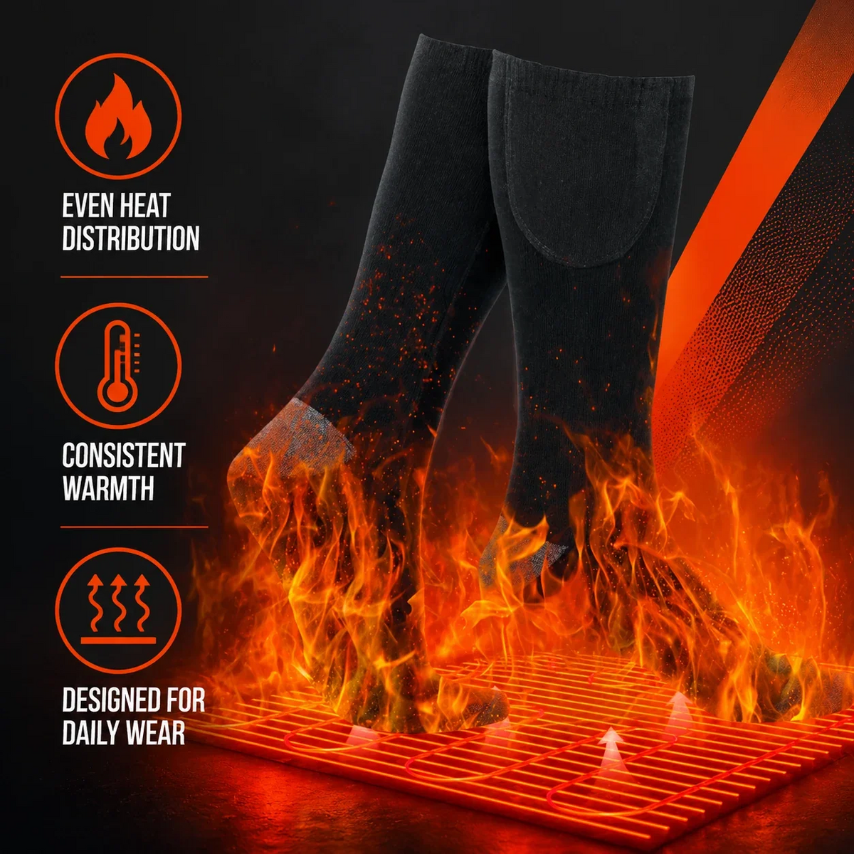 Rechargeable Heated Socks - Adjustable Temperature